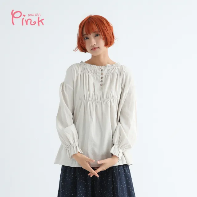 【PINK NEW GIRL】2WAY 排釦抓皺上衣 Z2204AC(2色)