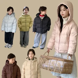 【Kori Deer 可莉鹿】純色兒童羽絨外套加厚保暖連帽短版(100-160cm男童女童90%鴨絨秋冬)