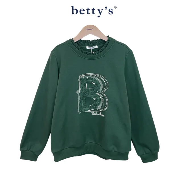 【betty’s 貝蒂思】圓領內刷毛蕾絲B文字厚T-shirt(共二色)
