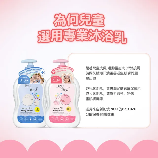 【BZU BZU】兒童沐浴乳 600ml(清爽溫和/保濕水潤 任選)