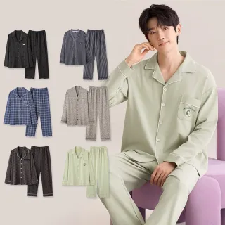 【PINK LADY】男睡衣-多款可挑 棉柔長袖成套睡衣 印花寬版 秋冬排扣居家服(保暖/情侶睡衣/兩件式睡衣/韓版)