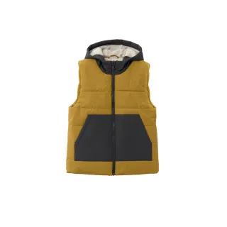 【GIORDANO 佐丹奴】童裝拼色大口袋連帽背心(82 秋香黃X深森林綠)