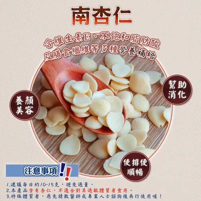 【蔘大王】南杏仁（300gX4）(甜杏厚片 煮杏仁茶專用 養顏美容 營養豐富)