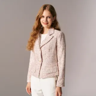 【KERAIA 克萊亞】粉櫻吹雪氣質花紗西裝外套