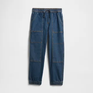 【GAP】男童裝 束口抽繩鬆緊牛仔褲-中度水洗(796666)