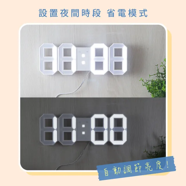 【KINYO】立體LED數字鐘 電子鐘 時鐘 掛鐘 鬧鐘(USB插電 可拆式立架 TD-395)