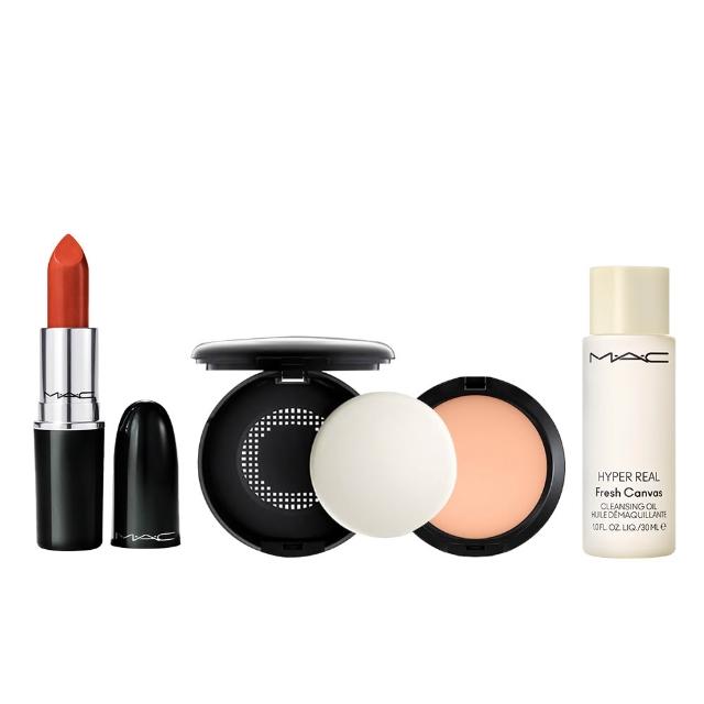 【M.A.C】超持妝水潤色彩底妝組(超持妝無瑕粉餅+超持妝無瑕粉餅空盒_不含粉撲+超水感持色水唇膏3g)