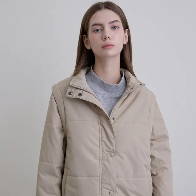 【GIORDANO 佐丹奴】女裝可拆袖麵包外套 E-care輕暖系列(37 燕麥卡其)