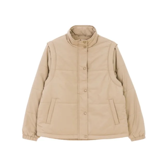 【GIORDANO 佐丹奴】女裝可拆袖麵包外套 E-care輕暖系列(37 燕麥卡其)