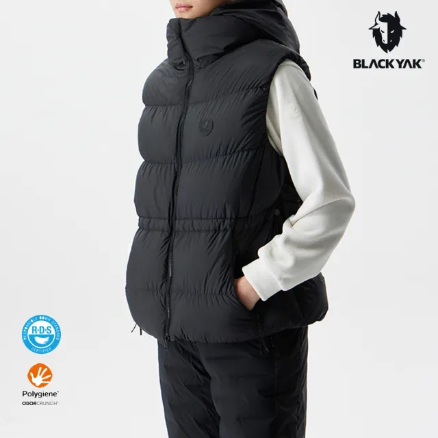 【BLACKYAK】女 SHIRRING羽絨背心(二色可選)BYEB2WV302(立領背心 POLYGIENE 抑菌機能 鵝絨 連帽背心)