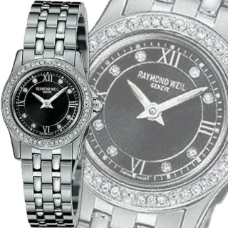 【瑞士Raymond Weil蕾蒙威】Tango探戈系列 44真鑽黑面精鋼石英女款22㎜ R01(5790-STS-00295)