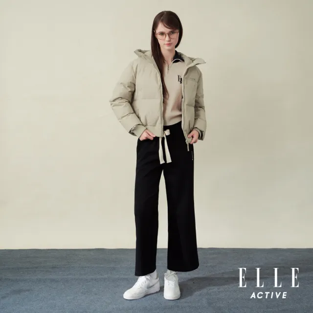 【ELLE ACTIVE】女款 輕盈保暖防潑水高領羽絨外套-卡其色(EA25A2W6703-82)