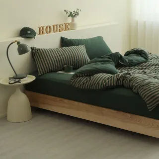 【AnD HOUSE 安庭家居】針織純棉-三件式雙人床包枕套組-100%純棉(多色任選/舒適透氣)