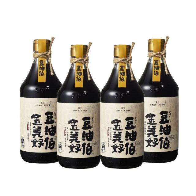 【豆油伯】金美好醬油四入組(無添加糖黑豆醬油) 中元拜拜