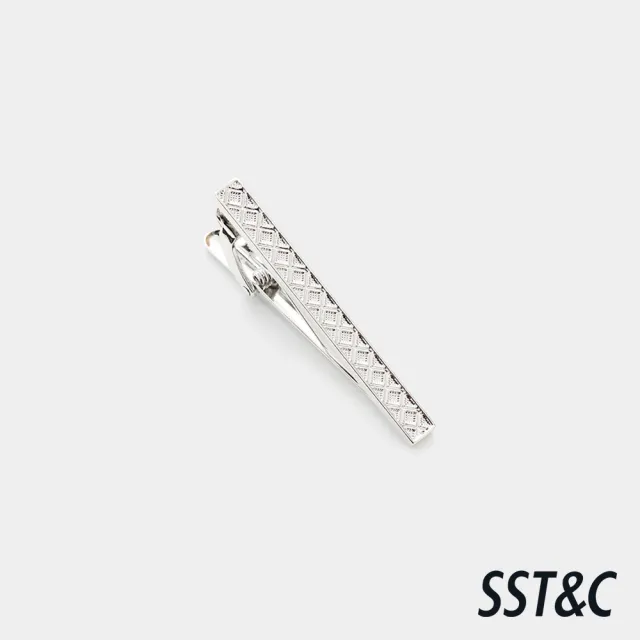 【SST&C】男女同款 銀色斜紋雕刻領帶夾-825213291081(換季55折)