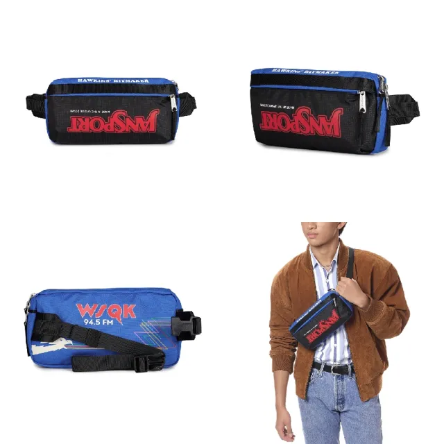 【JANSPORT】雙11 x 怪奇物語 聯名腰包 Waistpack Squawk Radio 1L 黑藍 斜背包(JS0A898CA2S)