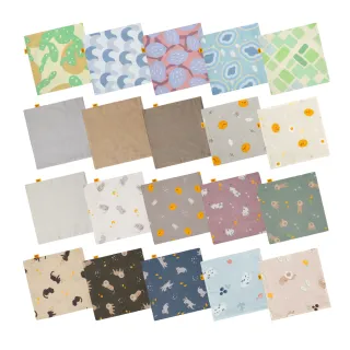 【朗尼幼克 Runny Yolk】嬰幼兒小方巾/手帕｜四件組｜粉墨登場/mama juice/蛋黃星球-20款任選(100%台灣製)