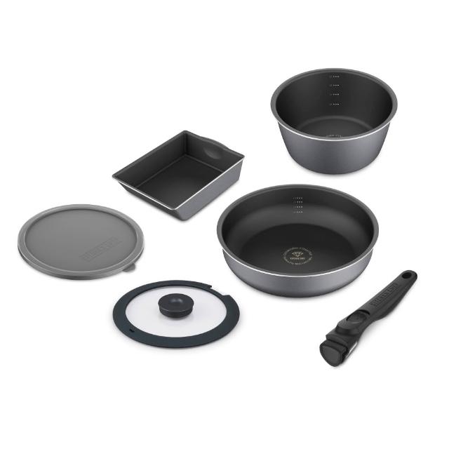 【IRIS】鑽石塗層鍋具IH6件組 DCI-S6S(煎鍋 湯鍋 玉子燒鍋 平底鍋)