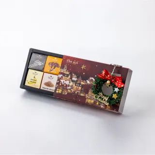 【Diva Life】聖誕胡桃鉗 比利時巧克力片4入禮盒(交換禮物 贈送花圈吊飾)