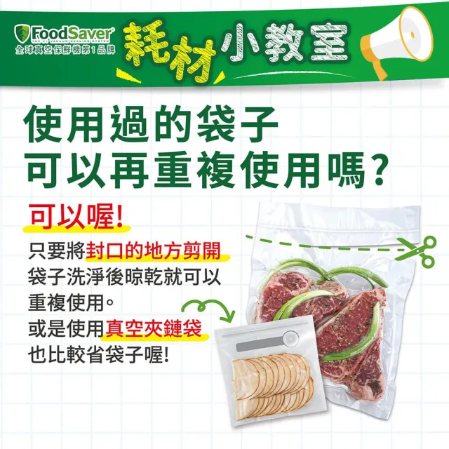 【FoodSaver】美國FoodSaver-真空卷5入裝(8吋6卷 11吋9卷/共15卷)