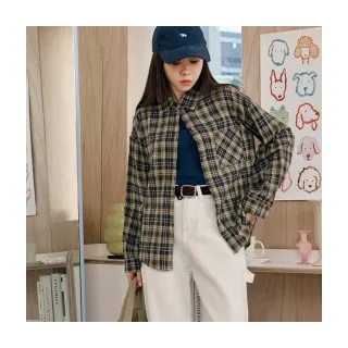 【OB 嚴選】純棉復古格紋開襟襯衫上衣 《AB20769》