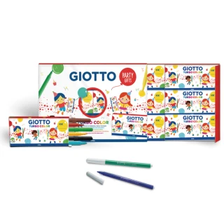 【GIOTTO】派對禮物分享盒12入(內附 可洗式彩色筆 派對邀請卡 繪畫 畫畫 禮盒組 彩色筆 獎品)