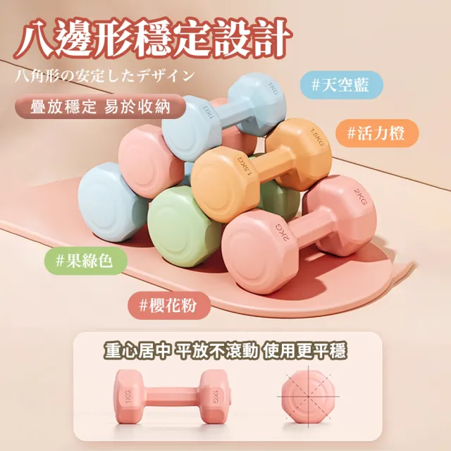 【OUNRIDE】1KG/2入組 啞鈴 小啞鈴 啞鈴組(啞鈴 小啞鈴 防滑啞鈴 女性啞鈴 女用啞鈴 健身啞鈴)