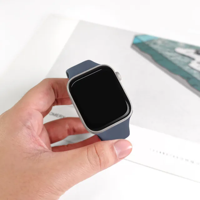 【Watchband】Apple Watch 全系列通用錶帶 蘋果手錶替用矽膠錶帶(黃/淺藍/梅子紫/紫/橘/薰衣草紫/粉/綠/藍)