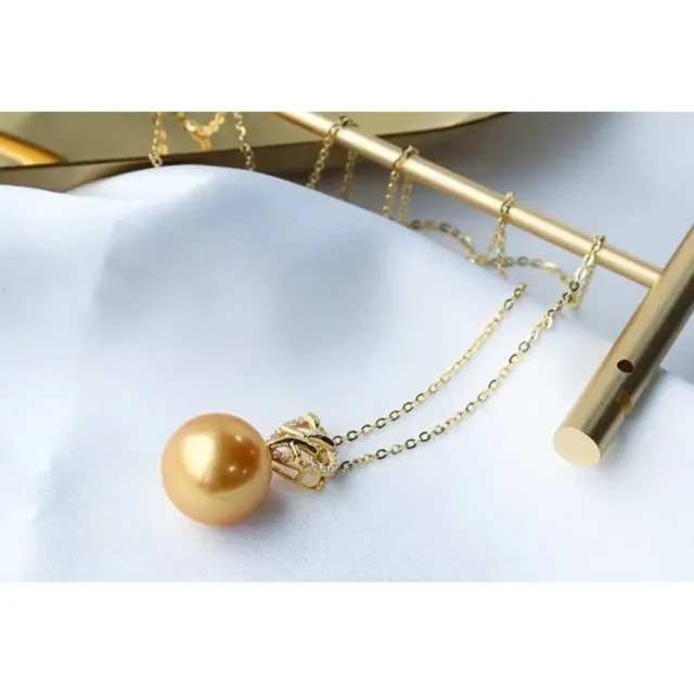 【La Corser】個性氣質款 進口 11-12mm 南洋金珠 吊墜 18K金 天然海水珍珠 單顆正圓 強光珍珠 高貴典雅