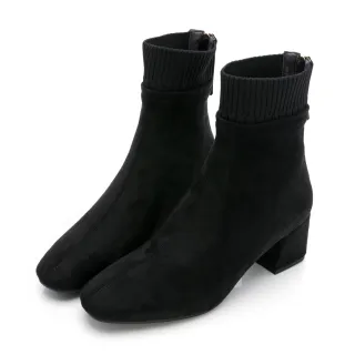 【GDC】優雅女伶拼接粗跟襪靴-黑(328400-00)
