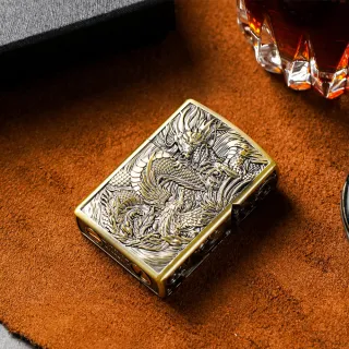 【Bravomart】龍鳳吉祥雕刻煤油打火機