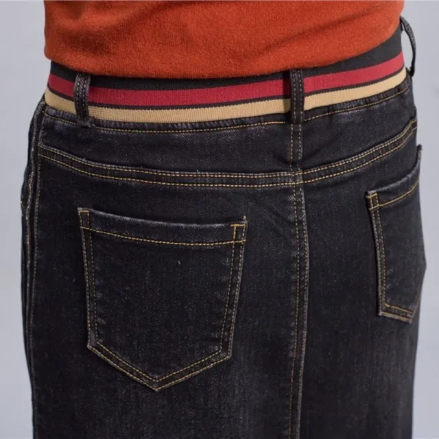 【SuperWands】細搖絨時尚丹寧裙