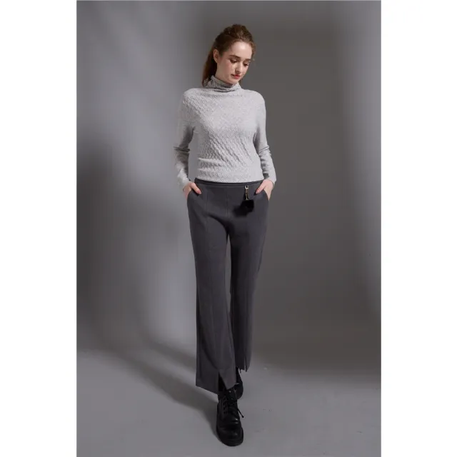 【SuperWands】絨毛時尚纖瘦微喇叭褲