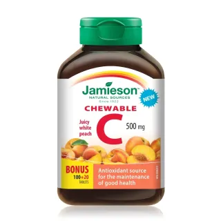 【Jamieson 健美生】維生素C咀嚼錠-白桃風味一入120錠(促進 膠原蛋白 形成)