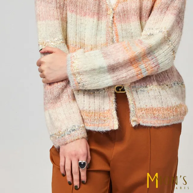 【MON’S】彩霞漸層小香風針織外套(直)