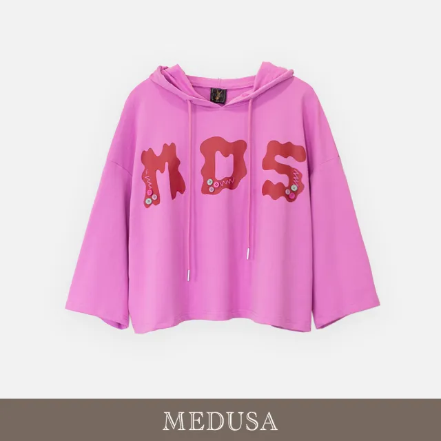【MEDUSA 曼度莎】現貨-亮彩字母寬鬆傘襬帽T（F）｜連帽上衣 大學T 街頭休閒 韓系帽T(701-53101)