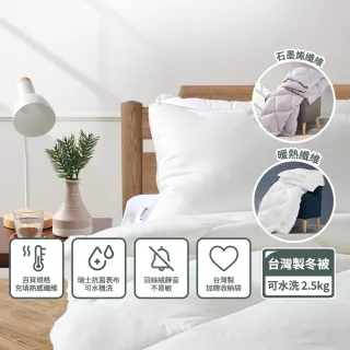 【mo select】台灣製百貨飯店等級石墨烯/暖熱纖維可水洗2.5kg蓬鬆冬被(冬被/雙人180*210cm/抗菌可水洗被)