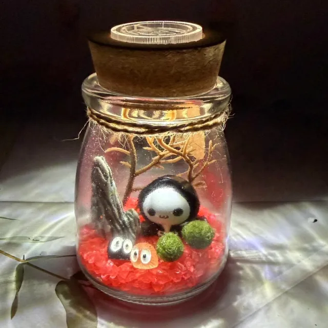 【A-ONE 匯旺】萬聖節 死神 綠藻球微景觀瓶 含2顆綠藻 白光LED 150ml布丁杯 DIY水培盆栽生態