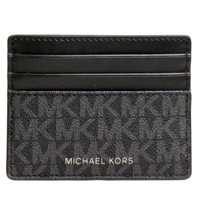 【Michael Kors】情人節送禮精選 MK禮盒 皮革8卡短夾禮盒附一卡片夾/男皮夾/男短夾/MK男短夾/MK短夾(黑色)