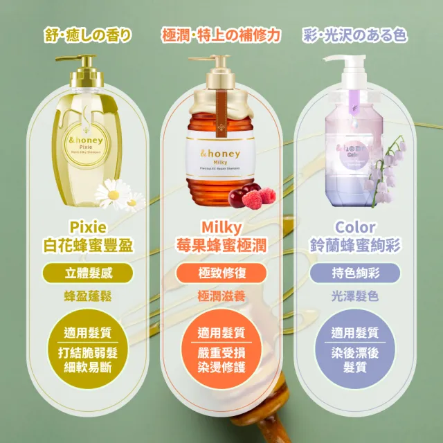 【&honey】日本原裝 蜂蜜洗髮精/潤髮乳 補充包350ml/gx2入(細軟易斷 乾燥粗硬 受損髮質 護髮乳 護髮素)