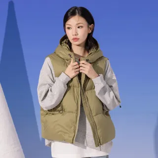 【gozo】MOMO獨家款★限量開賣 品牌標語短版連帽羽絨背心(兩色)