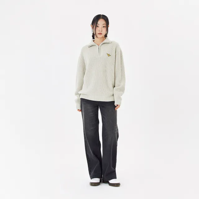 【Mark Gonzales】女裝 刺繡小天使寬版刷色牛仔褲-黑色