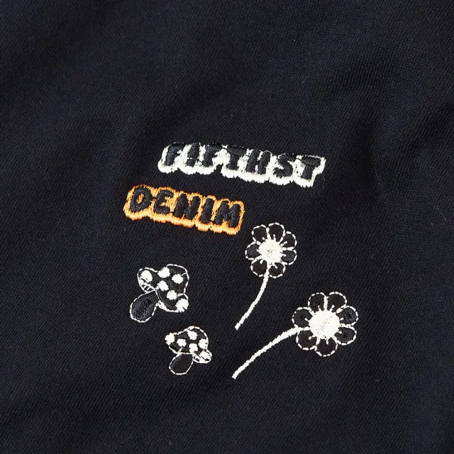 【5th STREET】雙11 女裝 長袖 寬版上衣 大學t 黑色(561005)
