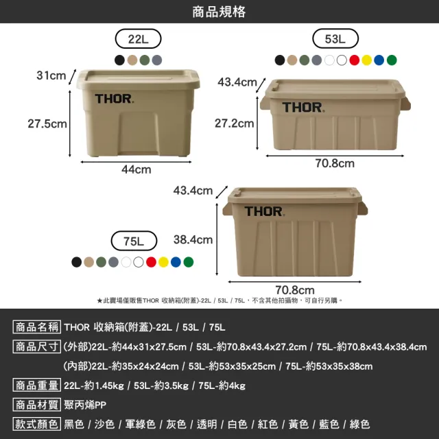 【THOR】收納箱 75L(索爾箱 置物箱 裝備箱 戶外 露營 逐露天下)