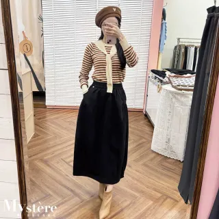 【my stere 我的時尚秘境】雙11 百搭牛仔口袋裙(燈籠裙 花苞裙 蛋形裙 立體剪裁 泡泡裙 鬆緊腰裙