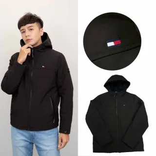 【TOMMY HILFIGER】厚刷毛 潛水布 防風 刷毛外套 防潑水 繡標 連帽外套 暗袋 大尺碼(1394EK1)