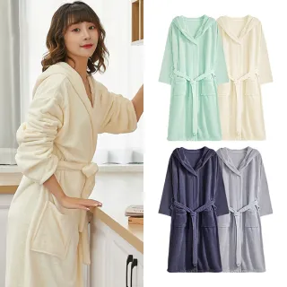 【TLYS-J】秋冬加厚珊瑚絨浴袍 成人浴袍 男女情侶睡袍 居家睡衣 浴巾 酒店吸水浴袍 毛巾衣