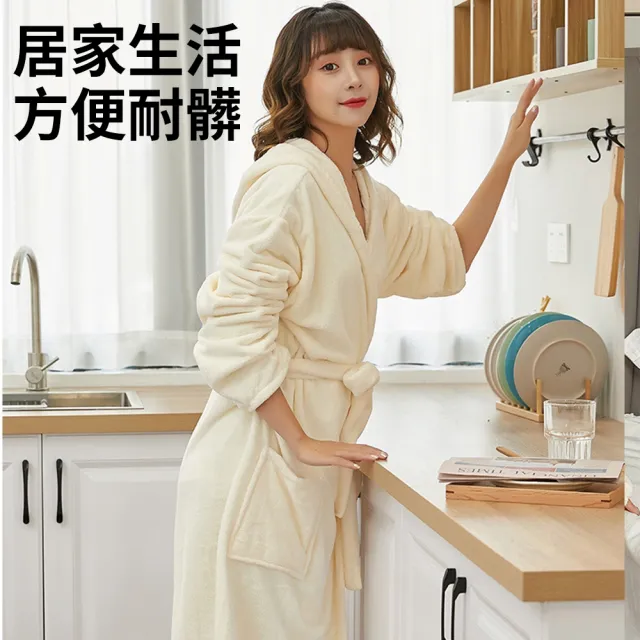 【TLYS-J】秋冬加厚珊瑚絨浴袍 成人浴袍 男女情侶睡袍 居家睡衣 浴巾 酒店吸水浴袍 毛巾衣