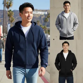 【Champion】官方直營 買一送一 男女款-小C素面內刷毛長袖連外套重磅9.0-多色(美規連外套/保暖大尺碼)