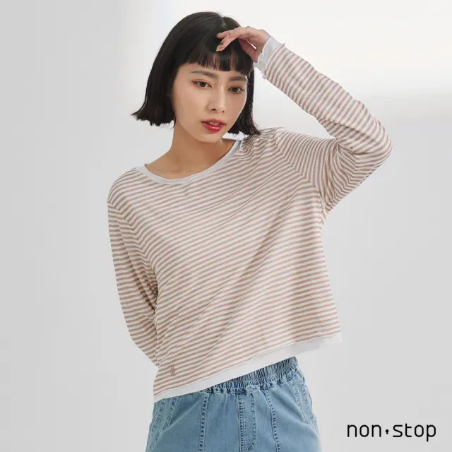 【non-stop】簡約條紋配色短版T恤-2色